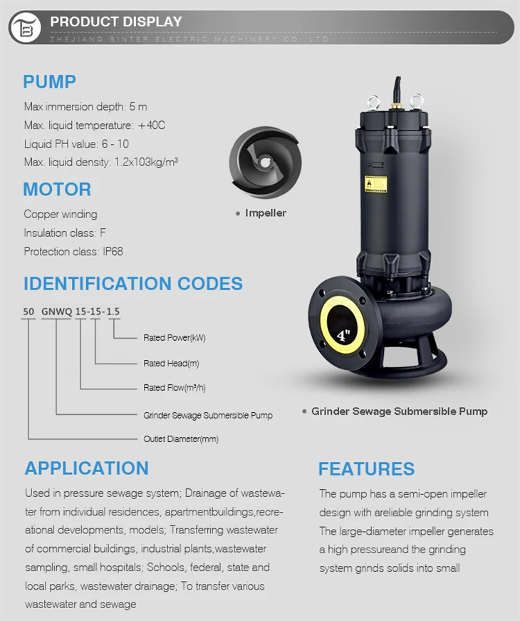 High Flow 80GNWQ45-15-4 Submersible Sewage Drainage Sump Cutting Pump High Flow 80GNWQ45-15-4 Submersible Sewage Drainage Sump Cutting Pump