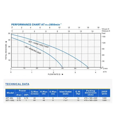 JET100M Self-Priming Jet Pump JET100M Self-Priming Jet Pump